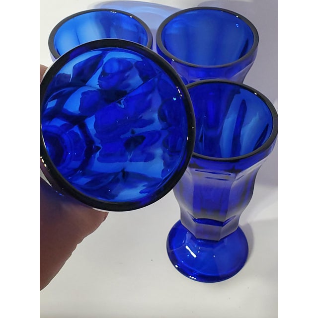 1970s Anchor Hocking Cobalt Blue Soda Fountain Glasses Ice Cream