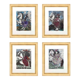 1960s Pablo Picasso Toros Y Toreros Set of 4 Riding Horse Framed For Sale
