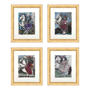 1960s Pablo Picasso Toros Y Toreros Set of 4 Riding Horse Framed