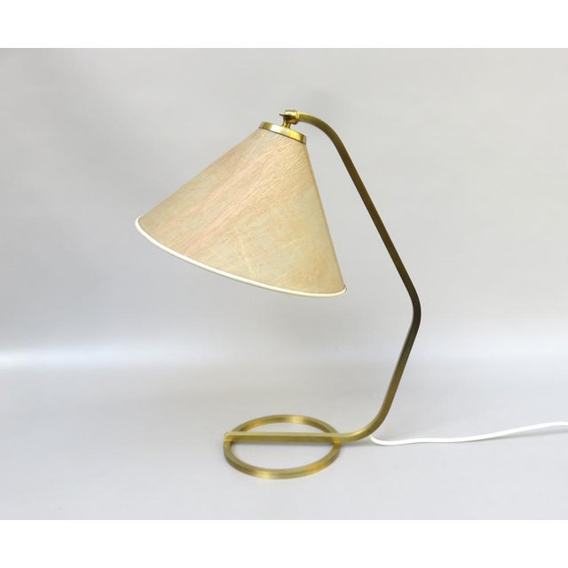 Vintage Table Lamp in Brass with Lampshade in Fiberglass, 1960s For Sale - Image 4 of 18