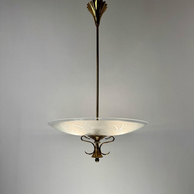 Fontana Arte Glass Hanging Lamp by Pietro Chiesa for Fontana Arte For Sale - Image 4 of 9