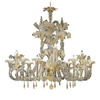 Venetian Cà Rezzonico Gold Murano Glass Chandelier by Simoeng For Sale