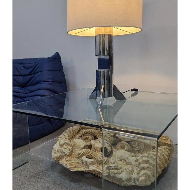 Metal Steel Table Sculpture Lamp For Sale - Image 7 of 9