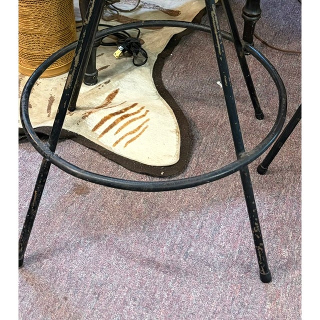 Mid Century Danny Ho Fung Style Wrought Iron Rattan Barstools, Counter Stools For Sale - Image 9 of 9