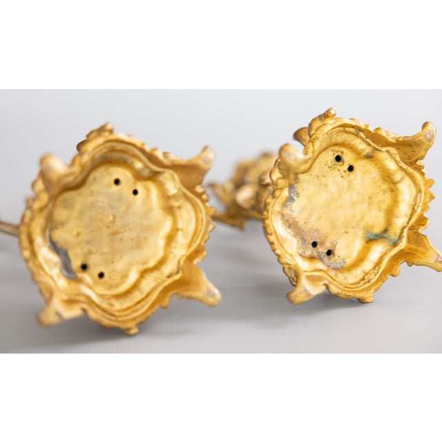 19th Century French Rococo Gilt Bronze Dolphin Candelabras - A Pair For Sale - Image 12 of 13