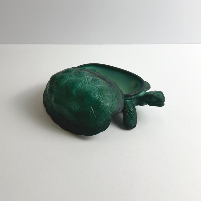 Vintage Green Glass Turtle Trinket Box by Curt Schlevogt, Czechoslovakia, 1960s For Sale - Image 3 of 10