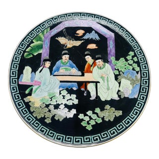 Large Chinoiserie Decorative Platter For Sale