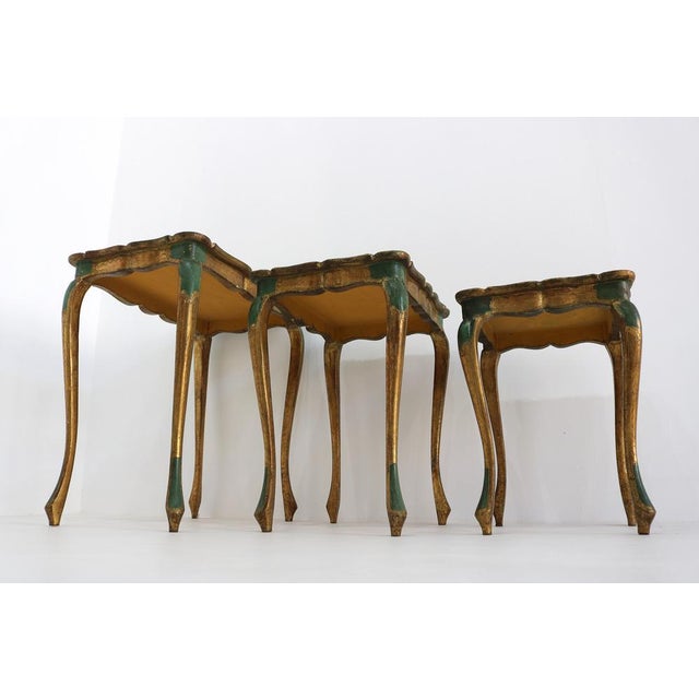 Vintage Italian Florentine Nesting Tables in Gilded Wood, 1960s, Set of 3 For Sale - Image 12 of 14