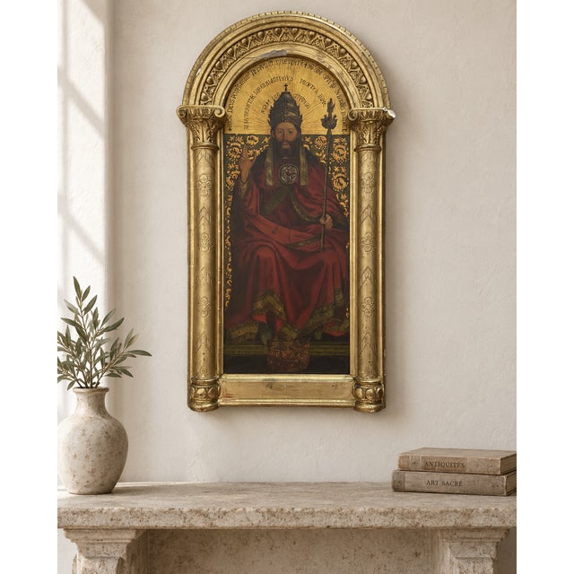 Textile After Van Eyck, God the Father, 1800s, Chromolithography, Framed For Sale - Image 7 of 10