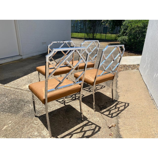 Vintage Milo Baughman Style Chrome Dining Chairs - Set of Four For Sale - Image 9 of 11