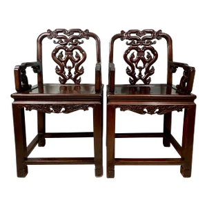 Pair of Qing Dynasty Rosewood Scholar Chairs