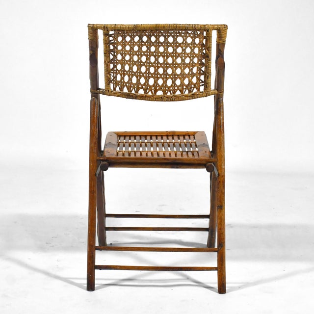 Bamboo & Cane Folding Side Chairs For Sale - Image 9 of 11