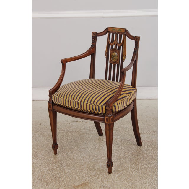 Pair of Vintage Adams Style Painted Arm Chairs For Sale In Philadelphia - Image 6 of 18