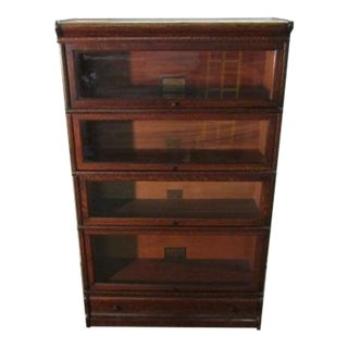 82484 Globe Wernicke Solid Oak Four Section Barrister Bookcase For Sale