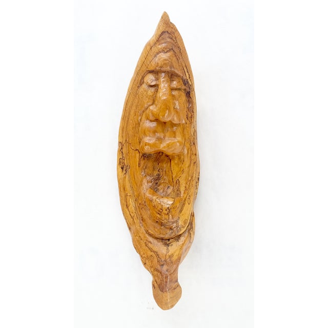 Mid-Century Modern Large 40" Tall Carved Lacquered Solid Teak Moon Face Wall Hanging Sculpture NICE For Sale - Image 3 of 9