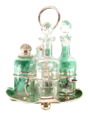 Cruet Set with Silver Structure and Dinnerware Accessories, Set of 5