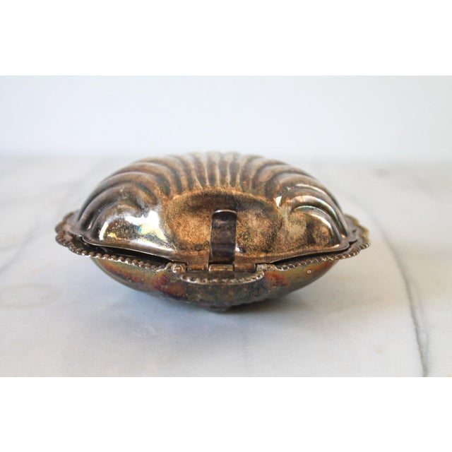 Vintage Silver-Plated Shell Butter Dish & Caviar Server With Frosted Glass Liner For Sale - Image 11 of 12