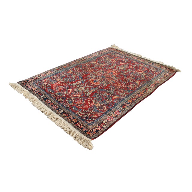 Traditional Vintage Oriental Geometric Floral Medallion Red Area Rug Mat Traditional 3 X 5' For Sale - Image 3 of 13