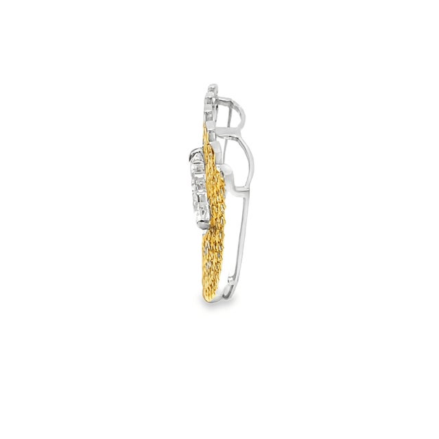 Vintage 18k Yg/Wg Shield Shaped 1.80ct Horse Cut Diamond & Sapphire Pendant For Sale - Image 4 of 8