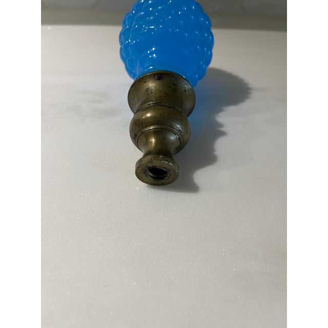 Glass Antique French Hobnail Blue Opaline Newel Post Finial For Sale - Image 7 of 7
