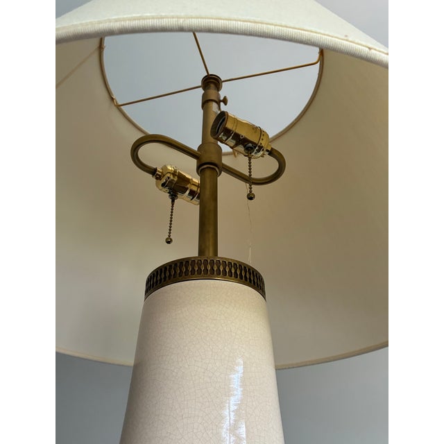 Late 20th Century Late 20th Century Pair of Decorator Italian Crackle Glaze Ceramic Lamps For Sale - Image 5 of 7