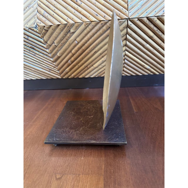 Vintage Bronze Plinth With Silver Leaf Reflecting Plate For Sale - Image 9 of 10