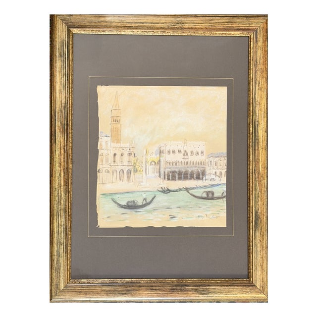 Spilimbergo, View of Venice, 19th Century, Pastel Drawing For Sale