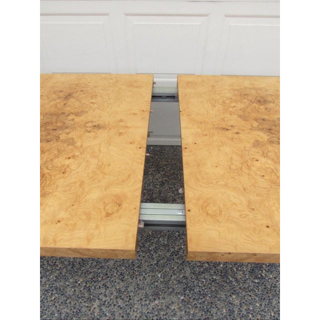 Burl Walnut Extendable Parsons Dining Table by Edward Wormley for Dunbar For Sale - Image 10 of 18
