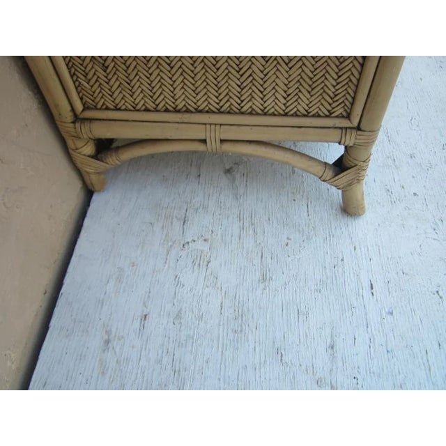 1980s Vintage Nightstand Wicker Rattan Tan Two Drawer For Sale - Image 5 of 10