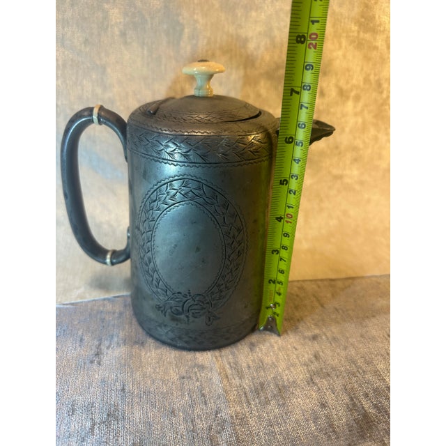 Antique Pewter Coffee/Tea Pot Kettle For Sale In Denver - Image 6 of 12