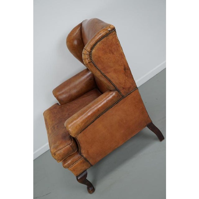 Set of Vintage Dutch Cognac Leather Club Chair and Ottoman For Sale - Image 13 of 18