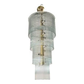 Vintage 1970s Gaetano Sciolari Lucite and Glass Rod Chandelier For Sale