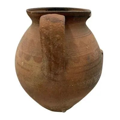This antique one-handle terra cotta vessel from Hungary is a wonderful addition to any Farmhouse decor. The rustic pottery...