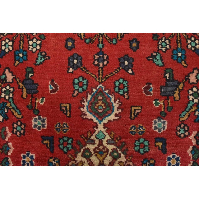 Red Malayer Runner 3’10” X 9’9” Red Wool Vintage Tribal Hand-Knotted Oriental Rug For Sale - Image 8 of 15