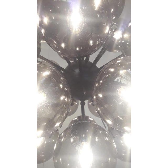 Glass 21st Century Ventiquattro Black Powder Coat Smoky Murano Sputnik Chandelier by Fabio LTD For Sale - Image 7 of 7