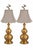 Antique Chinoiserie Brass Double-Gourd Lamps With Taupe Pagoda Shades, Pair For Sale - Image 4 of 7