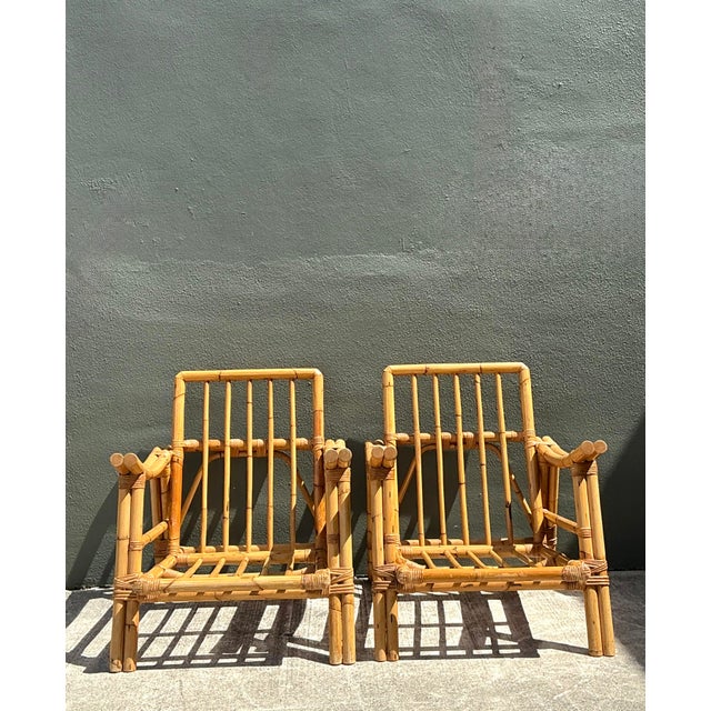 Vintage Pagoda Rattan Lounge Chairs After John Wisner For Sale In West Palm - Image 6 of 12