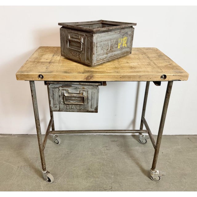 Vintage Industrial Worktable on Wheels, 1960s For Sale - Image 18 of 18