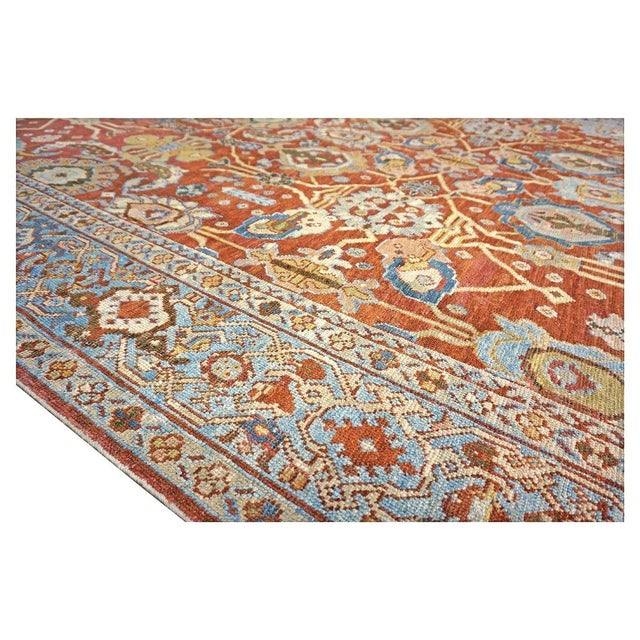 Antique Persian Sultanabad Wool 9 x 12 Rust, Navy & Ivory Handmade Area Rug #1140095 For Sale - Image 10 of 12