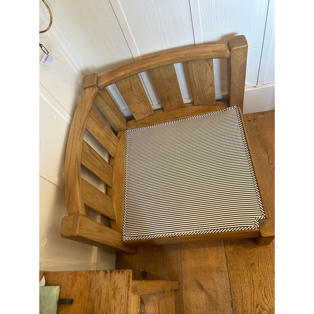 Vintage Oak Corner Lounge Chair With New Upholstered Cushions For Sale - Image 15 of 15