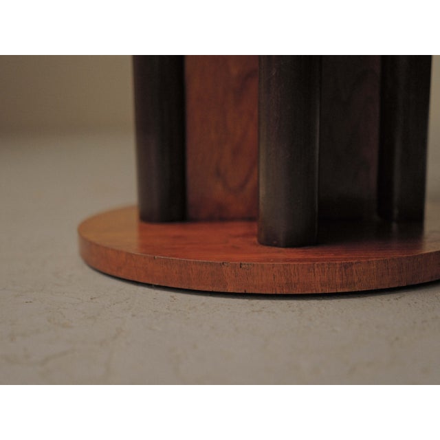Brown Art Deco Round Pedestal Side Table in Wood, France, 1950 For Sale - Image 8 of 12