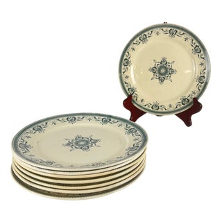 Antique Admiral Ironstone Dessert Plates from Creil & Montereau, 1890s, Set of 8 For Sale