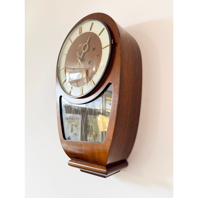 Mid-Century Modern Wall Clock with Hermle Movement from Haid, 1950s For Sale - Image 6 of 15