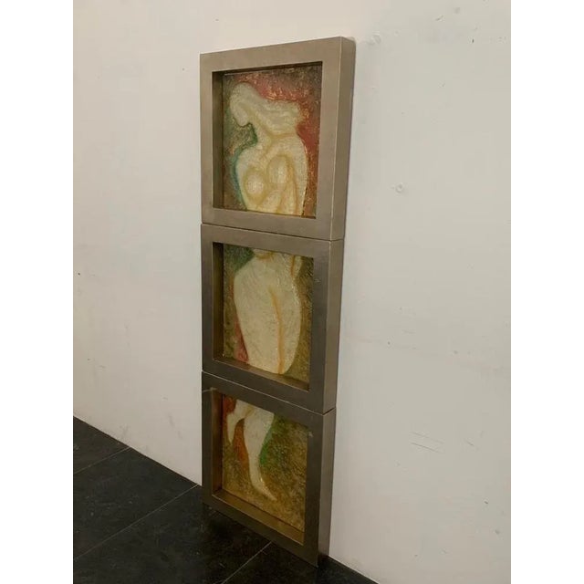 Framed Resin Panel Triptych in Decorated Frames, 1980s, Set of 3 For Sale - Image 4 of 12