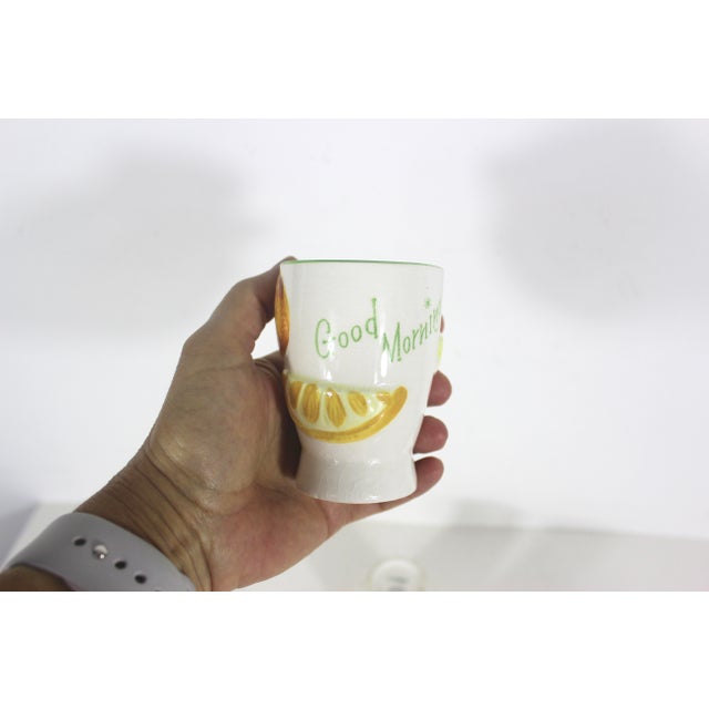 White 1950’s Ceramic Orange Juice Cups Set of Five For Sale - Image 8 of 13