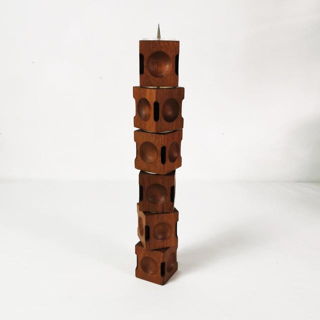 1960s Mid-Century Modern Modular Teak Candlesticks, Denmark, 1960s, Set of 6 For Sale - Image 5 of 10