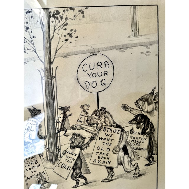 Original Vincenzo Zito Humorous Dog Protest Illustration, Graphite Drawing, 1950s For Sale - Image 14 of 18