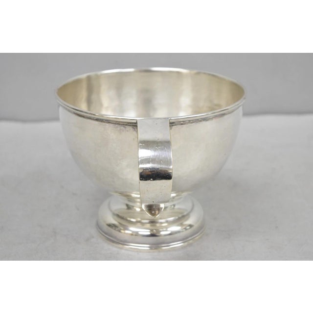 Silver Antique Regency Silver Plated Thick Twin Handle Hand Hammered Trophy Cup Bowl For Sale - Image 8 of 16