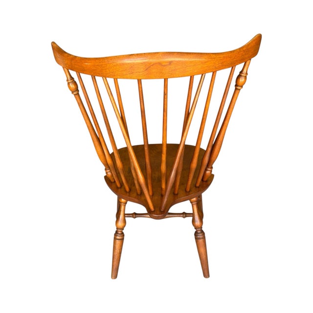 1970s Ethan Allen Nutmeg Maple Windsor Fiddleback Chairs. For Sale - Image 9 of 11