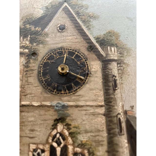 Biedermeier 19th Century Swiss Mechanical Clock Painting Circa 1820 For Sale - Image 3 of 13
